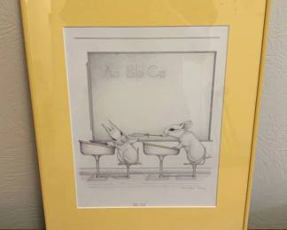 Lot #102 Sue Rupp Signed Limited Edition Print "Hare Teasing" Rabbits Classroom 143/650 1986