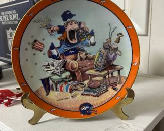 Lot #59 Denver Broncos NFL Gary Paterson Comic Art Collector Plate Orange Gold Rim