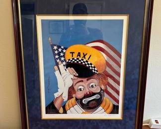 Lot #40 Red Skelton 'Freddie at Your Service' Signed Lithograph 997/999 Clown Taxi Flag