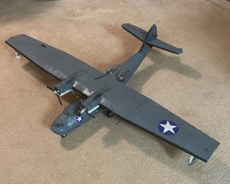 Lot #115 Large RC PBY Catalina Flying Boat Model Airplane WWII USN Gray Twin Engine