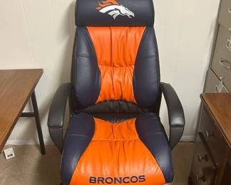 Lot #70 NFL Denver Broncos Executive Office Chair Faux Leather Navy Orange Wheeled