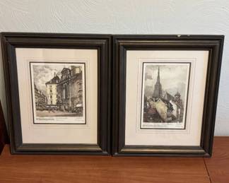 Lot #96 H. Czomin Hand-Colored Etchings Vienna Michaelerplatz Stephansdom