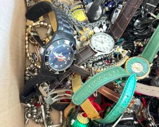 Lot #32 Lot Watches Jewelry Costume Bracelets Necklaces Beads Parts Repair