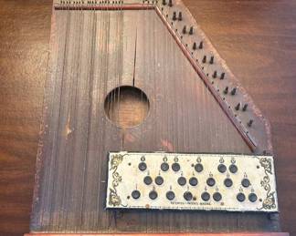 Lot #132 Antique Autoharp Zither Chord Button Wood Body Patented Late 1800s Folk Instrument