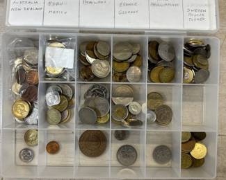 Lot #144 World Foreign Coin Collection 30+ Countries Europe Asia Africa Americas Organizer