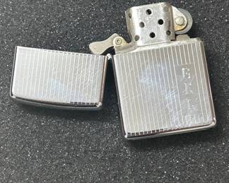 Lot #63 Zippo Bradford PA Chrome Vertical Stripe Windproof Lighter Monogrammed