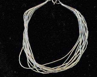 Lot #153 Sterling Silver Native American Navajo Liquid Silver Multi-Strand Tube Bead