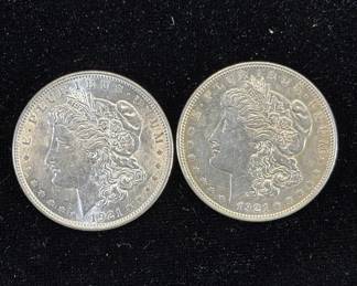 Lot #14 1921 Morgan Silver Dollar 90% Silver US Coin Lot of 2 Last Year Issue