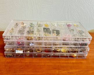 Lot #31 Vintage Costume Jewelry Lot 100+ Pairs Earrings Hoops Studs Clip-On Mixed Metals