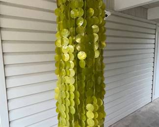 Lot #128 Capiz Shell Wind Chime Chandelier Hanging Mobile Yellow Green Boho Coastal