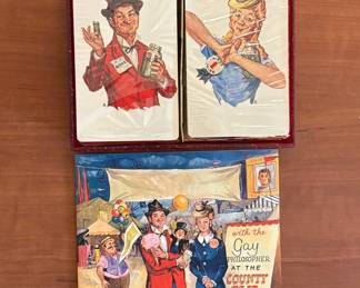Lot #112 Vintage County Fair Double Deck Playing Cards Gay Philosopher 1950s Sealed
