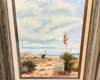 Lot #106 Signed Oil on Canvas Southwest Desert Yucca Landscape, Wagon Trail Gallery, c.1978–88