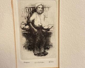 Lot #90 Zussin 'Workman' Original Etching Pencil Signed & Numbered 9/20 Limited Edition