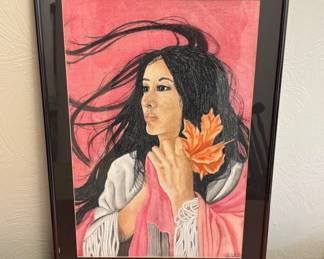 Lot #99 John M. Herrera Pastel 'Autumn Wind' 1988 Hispanic Art Gallery Exhibit Framed