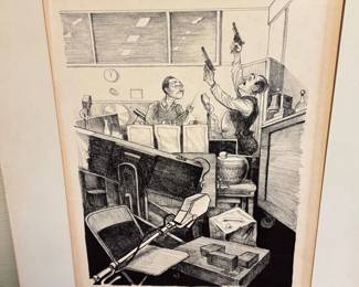 Lot #127 William Sharp 1938 Signed Lithograph Blazing Guns Fury Steed Dedicated Drawing