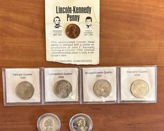Lot #84 7-Coin US Lot: State Quarters 1999-2005 GA CT MA MD NY MN + Lincoln-Kennedy 1974 Penny