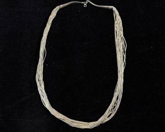 Lot #161 Sterling Silver Native American Navajo Liquid Silver Multi-Strand Necklace