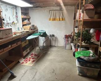 Full contents of basement room. Tools, Christmas decorations, household items, furniture