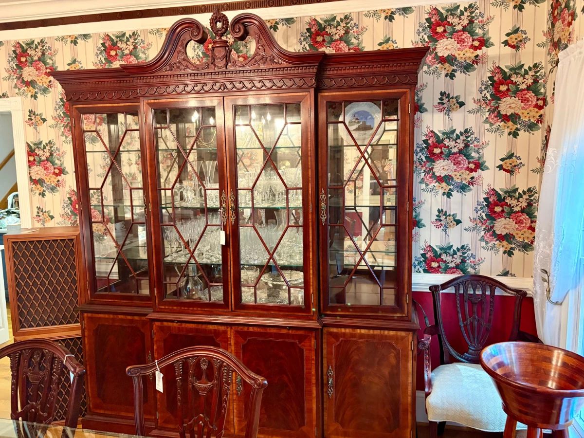 ChippendaleStyle Flame Mahogany Breakfront China Cabinet by Craftique