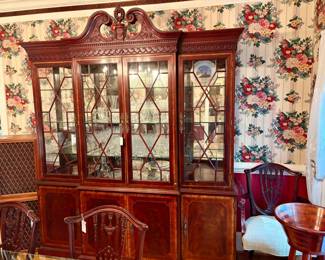 ChippendaleStyle Flame Mahogany Breakfront China Cabinet by Councill Craftsmen