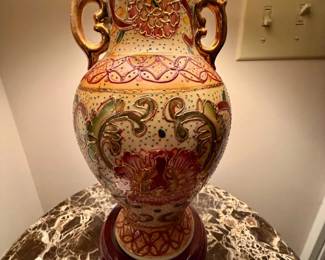 Japanese Satsuma Moriage Porcelain Table Lamp