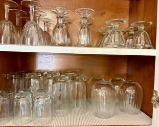 Vintage Ribbed Glassware Set Sundae Dishes and Tumblers