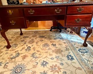 Chippendale Style Mahogany Executive Desk with Ball and Claw Feet