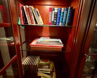Traditional Cherry Finish Curio Cabinet with Displayed Collection