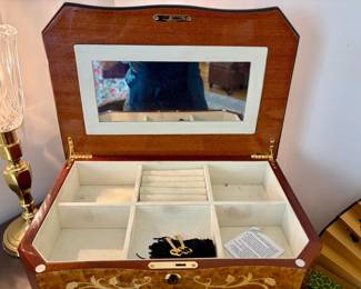Italian Inlaid Burl Wood Jewelry Box