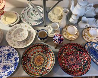 Assorted Decorative and Tableware Collection with Bohemian and Imari Influences