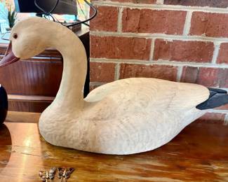 Carved and Painted Wooden Swan Decoy