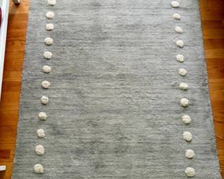 Grey PomPom Accent Rug