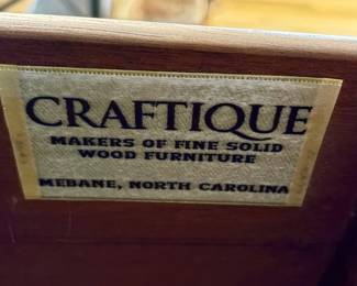 Craftique Furniture Makers Label