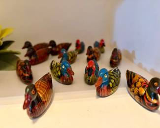 HandPainted Wooden Mandarin Duck Figurines