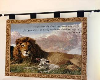 Nancy Glazier Peace and Harmony Lion and Lamb Tapestry