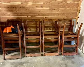 Vintage French Country Carved Wood Dining Chairs