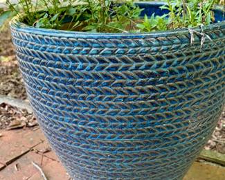 Glazed Ceramic Herringbone Garden Planter