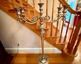 FiveLight SilverPlated Floor Candelabra