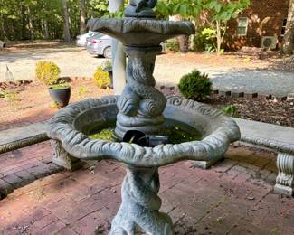 Cast Stone Dolphin Tiered Garden Fountain Henri Studio