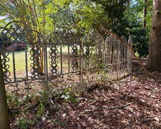 Vintage Ornate Wrought Iron Garden Fence Panels with Rose and Scroll Motifs