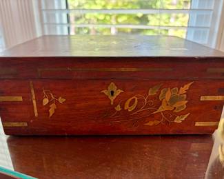 Victorian Rosewood and Brass Inlay Writing Slope