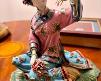 Chinese Porcelain Qing Style Lady with Butterfly Figurine