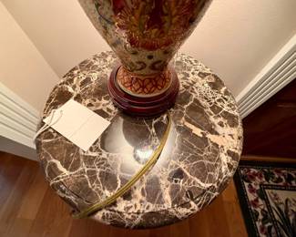 Marble Top Pedestal Accent Table