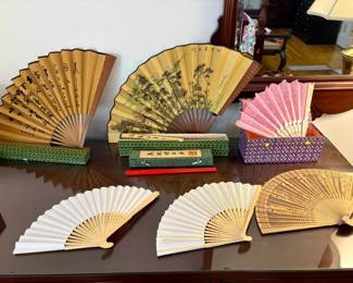 Collection of Vintage Chinese and Japanese Decorative Folding Fans
