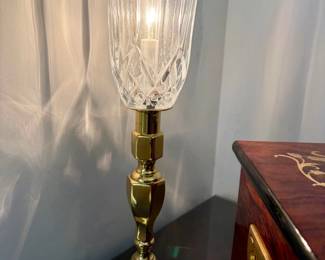 Waterford Crystal Pompeii Collection Hurricane Lamp with Brass Base