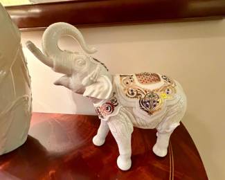 The Bradford Exchange Golden Fortunes HandPainted Bisque Porcelain Elephant Figurine