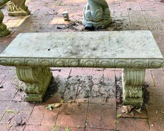Cast Stone Garden Bench with Acanthus and Paw Feet