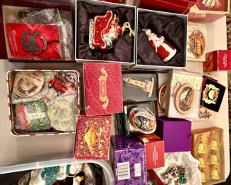 Assorted Collection of Vintage and Modern Christmas Ornaments including White House and Grandeur Noel