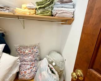 Assorted Household Linens and Bedding Storage