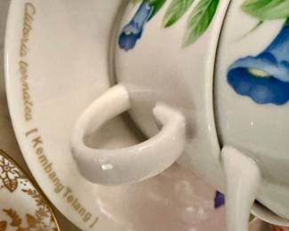 Clitoria ternatea Botanical Tea Cup and Saucer